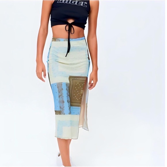 Urban Outfitters Y2K Vacation Wear Frankie Mesh Midi Skirt - Picture 3 of 11
